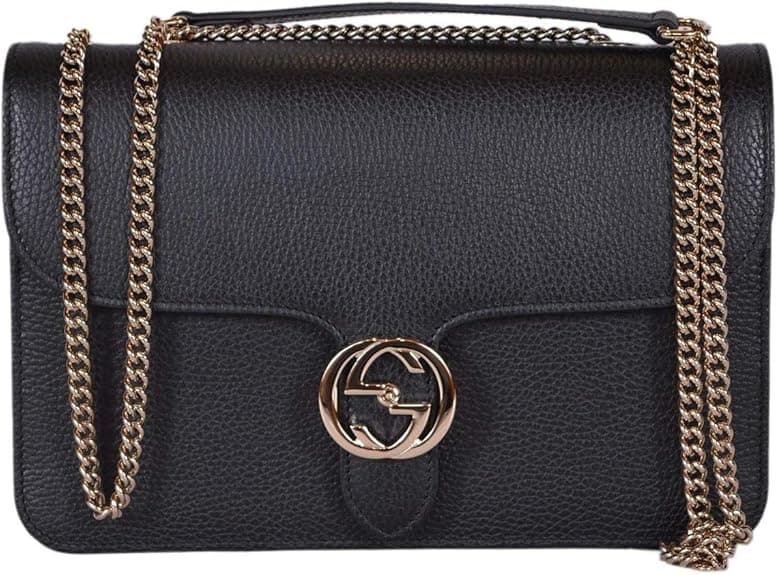 Gucci Women's Black Leather 510304 Interlocking GG Crossbody Purse